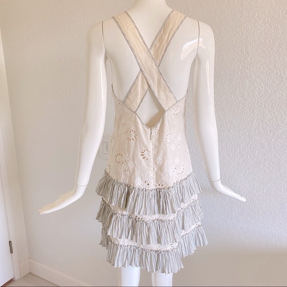 rebecca taylor eyelet ruffles cross back tank dress - Picture 3 of 11